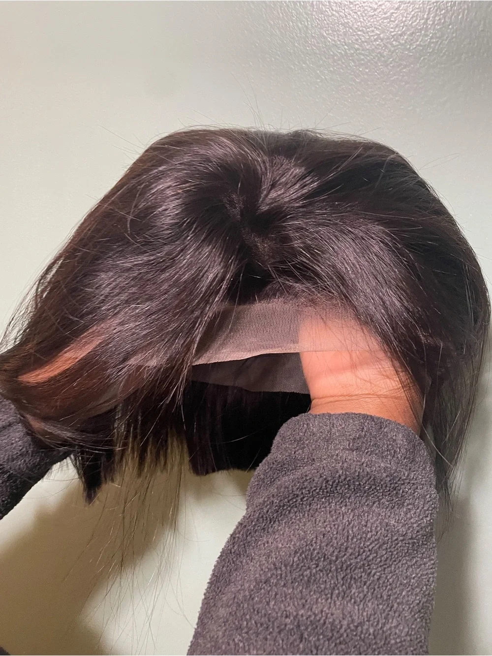 100% human Black Straight hair . Bob 12 in . 13x4 lace front wig